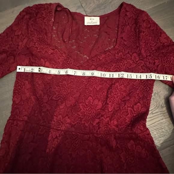 Pins &  Needles Urban Outfitters Burgundy Crimson Sweetheart Lace Dress Sz Large - Picture 12 of 12